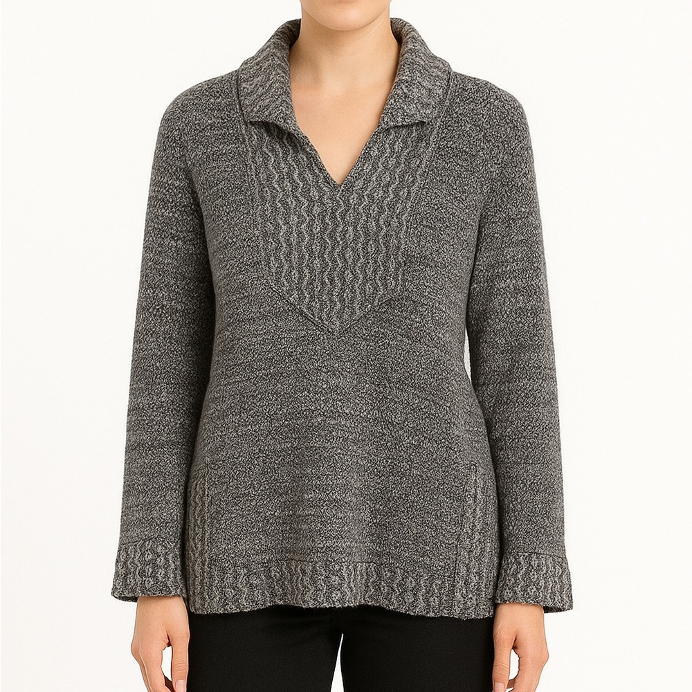 Santiki Peru Women’s Tunic Medium Boho Belle Sleeves Gray Layering 100% Cotton